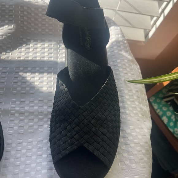 🌸Faded Glory memory foam black high heel open toe shoes with stretch - Picture 4 of 7